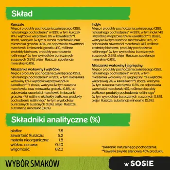 Pedigree Mokra Karma Dla Dorosłych Psów Saszetka Mix Smaków (Z Kurczakiem I Warzywami, Z Wołowiną I Warzywami, Z Indykiem I Marchewką, Z Wołowiną I Ja