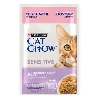 Purina Cat Chow Sensitive Karma Z Łososiem I Cukinią W Sosie 85g