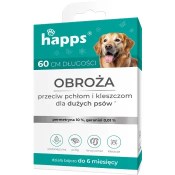 Bros Happs Obroża Przeciw Pchłom I Kleszczom Dla Dużych Psów 60cm