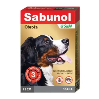 Laboratorium DermaPharm Sabunol Szara Obroża Przeciw Pchłom I Kleszczom Dla Psa 75cm