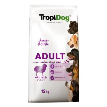 Tropidog Premium Adult Medium & Large Breed Jagnięcina Z Ryżem 12kg