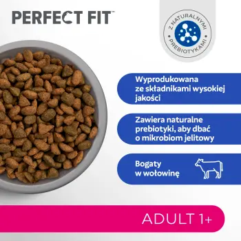 Perfect Fit™ - sucha karma pełnoporcjowa dla dorosłych kotów, bogata w wołowinę 7kg