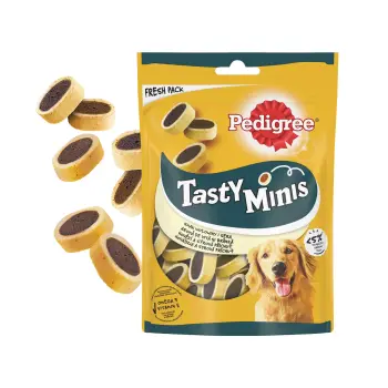 PEDIGREE® Tasty Minis 140g - przysmak dla dorosłych psów, o smaku wołowiny i sera