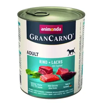 Animonda GranCarno Adult Rind Lachs Spinat Wołowina, Łosoś + Szpinak puszka 800g