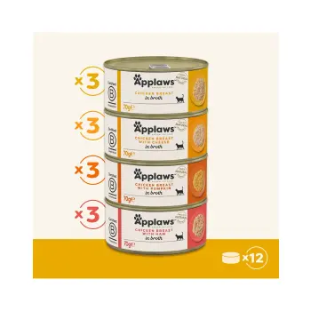 Applaws puszki dla kota Multipack Chicken 12x70g