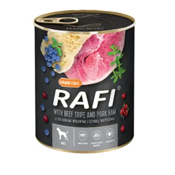 Rafi Pies Żołądki wołowe i szynka puszka 800g